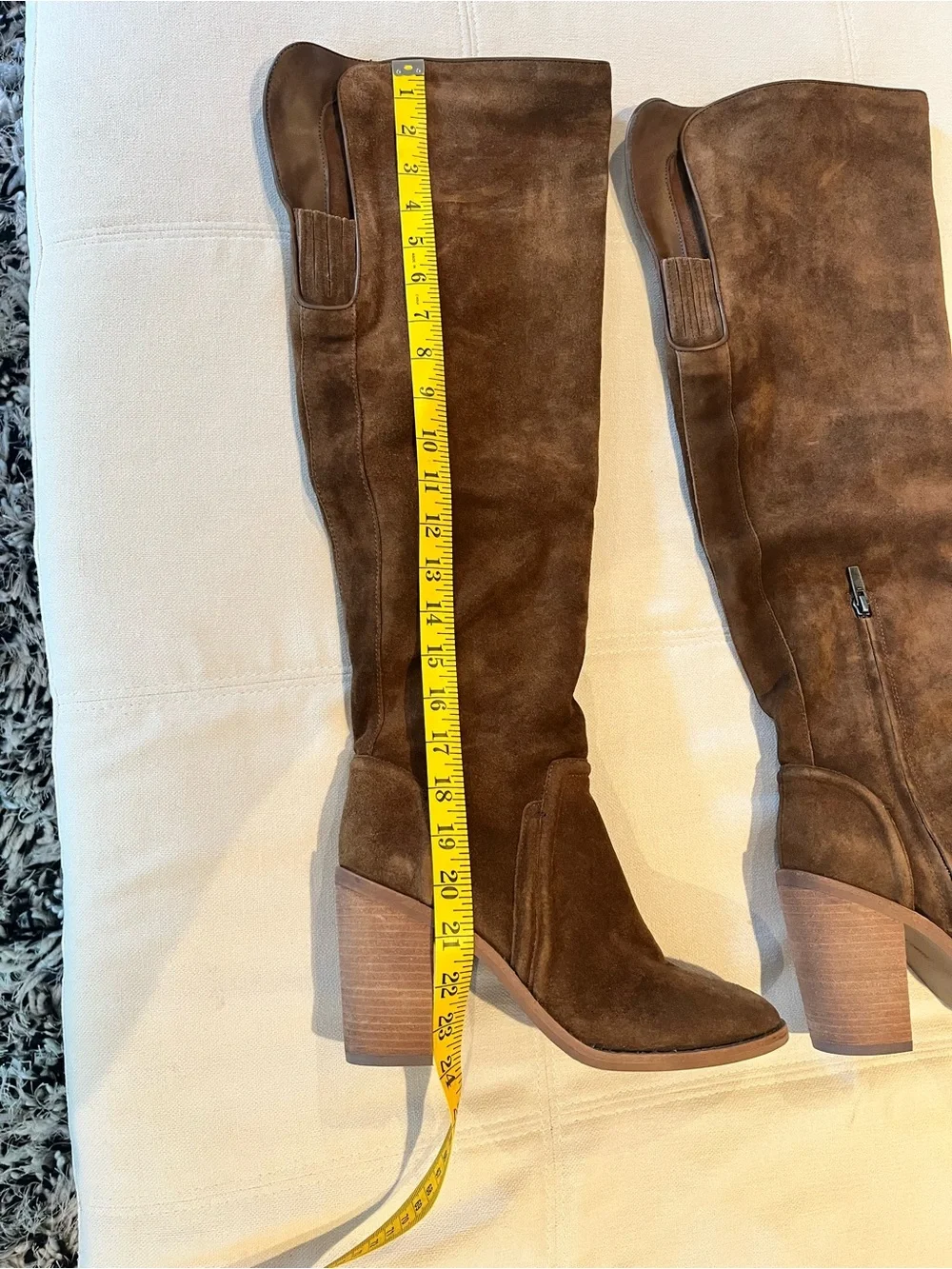 Vince Camuto Chestnut Brown Suede Over-the-Knee Block Heel Boots
